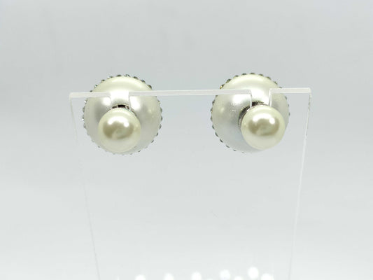 Dior Dior Tribal CD Logo Pearl Rhinestone Earrings