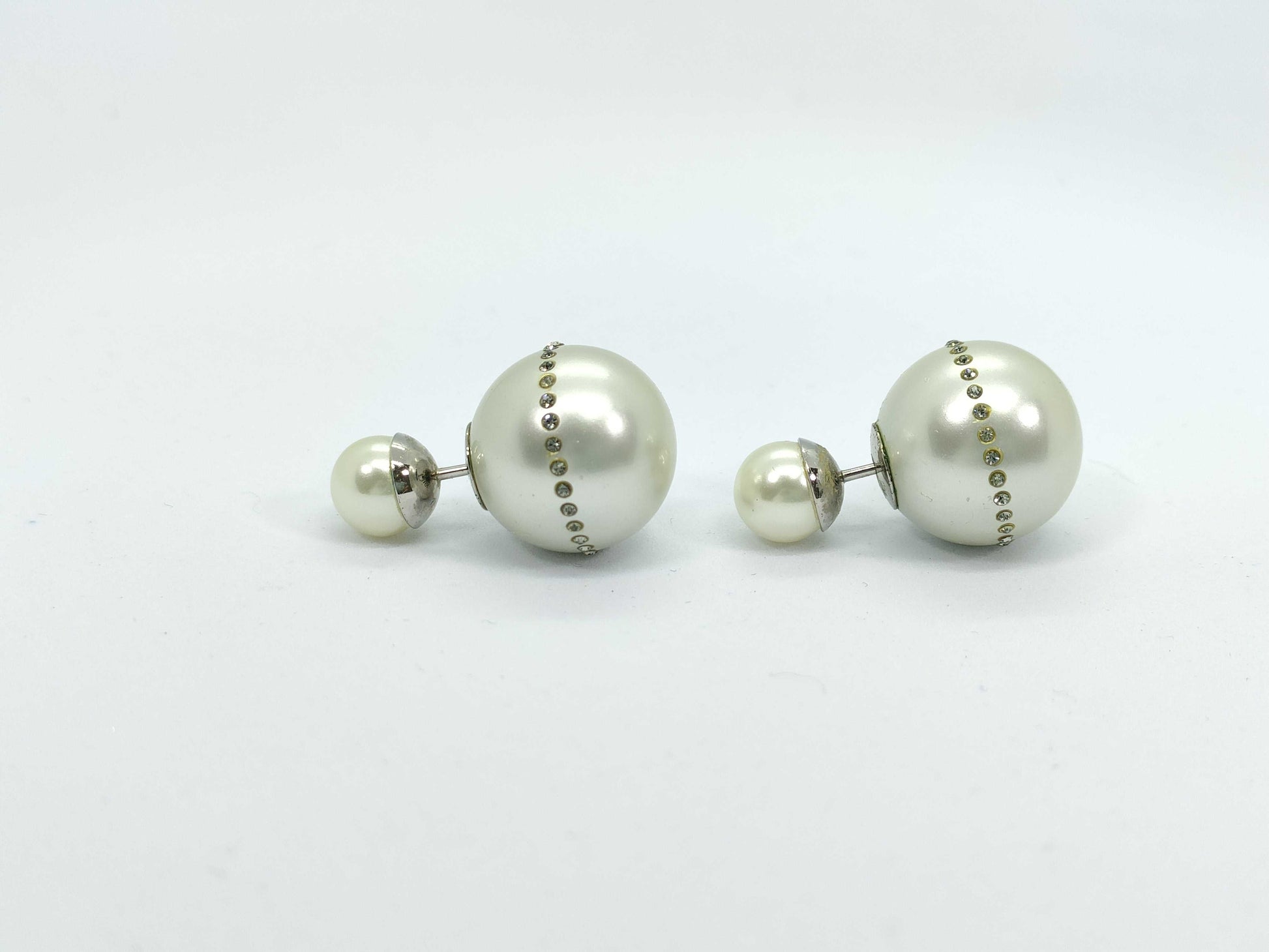 Dior Dior Tribal CD Logo Pearl Rhinestone Earrings