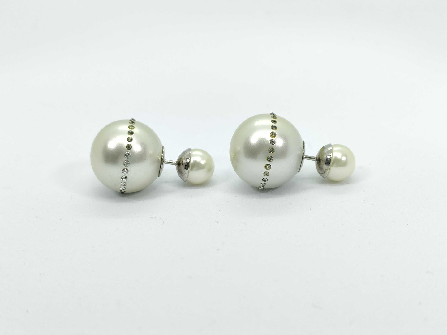 Dior Dior Tribal CD Logo Pearl Rhinestone Earrings