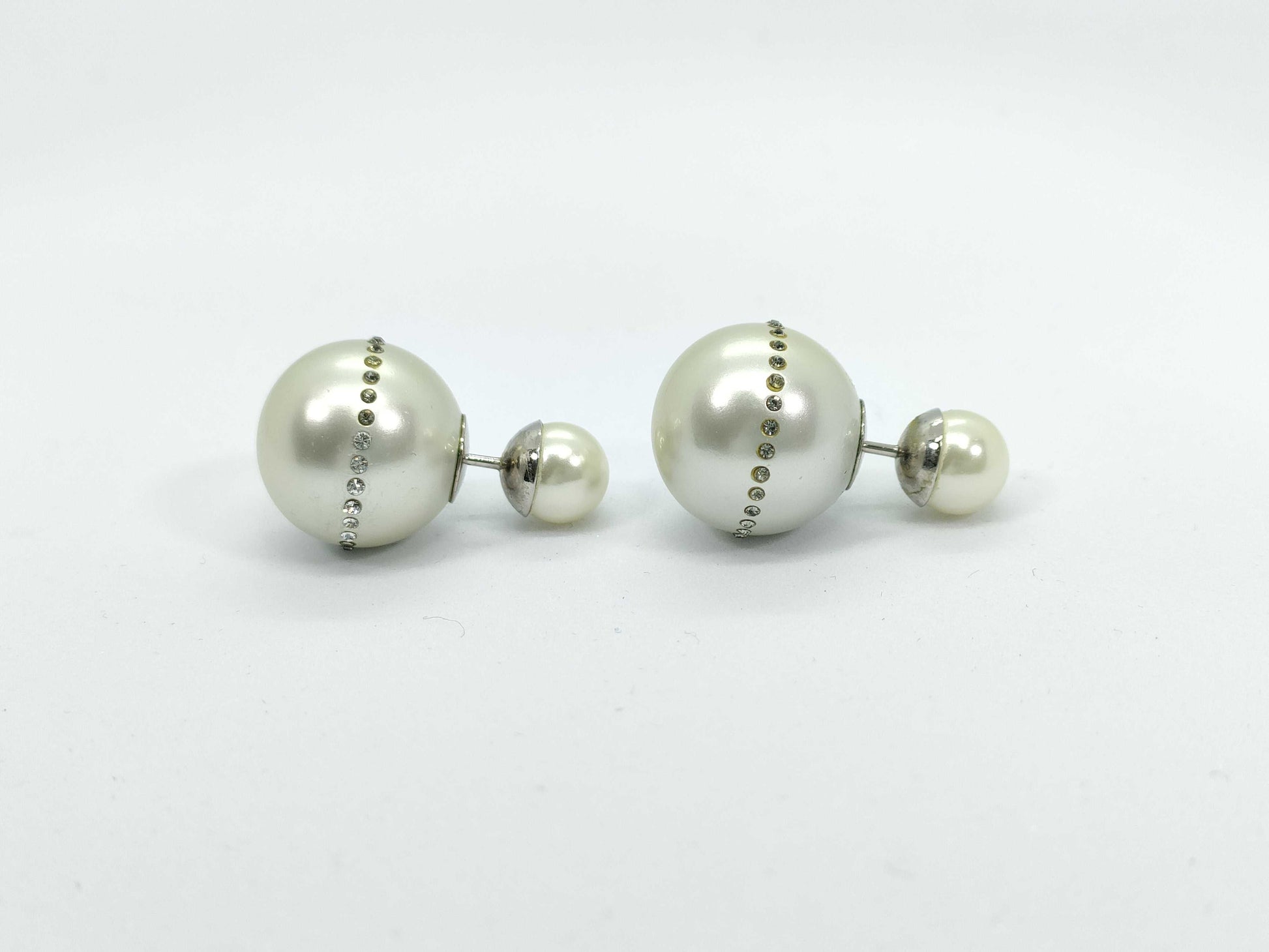 Dior Dior Tribal CD Logo Pearl Rhinestone Earrings