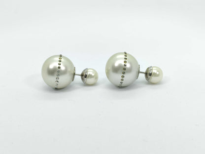 Dior Dior Tribal CD Logo Pearl Rhinestone Earrings