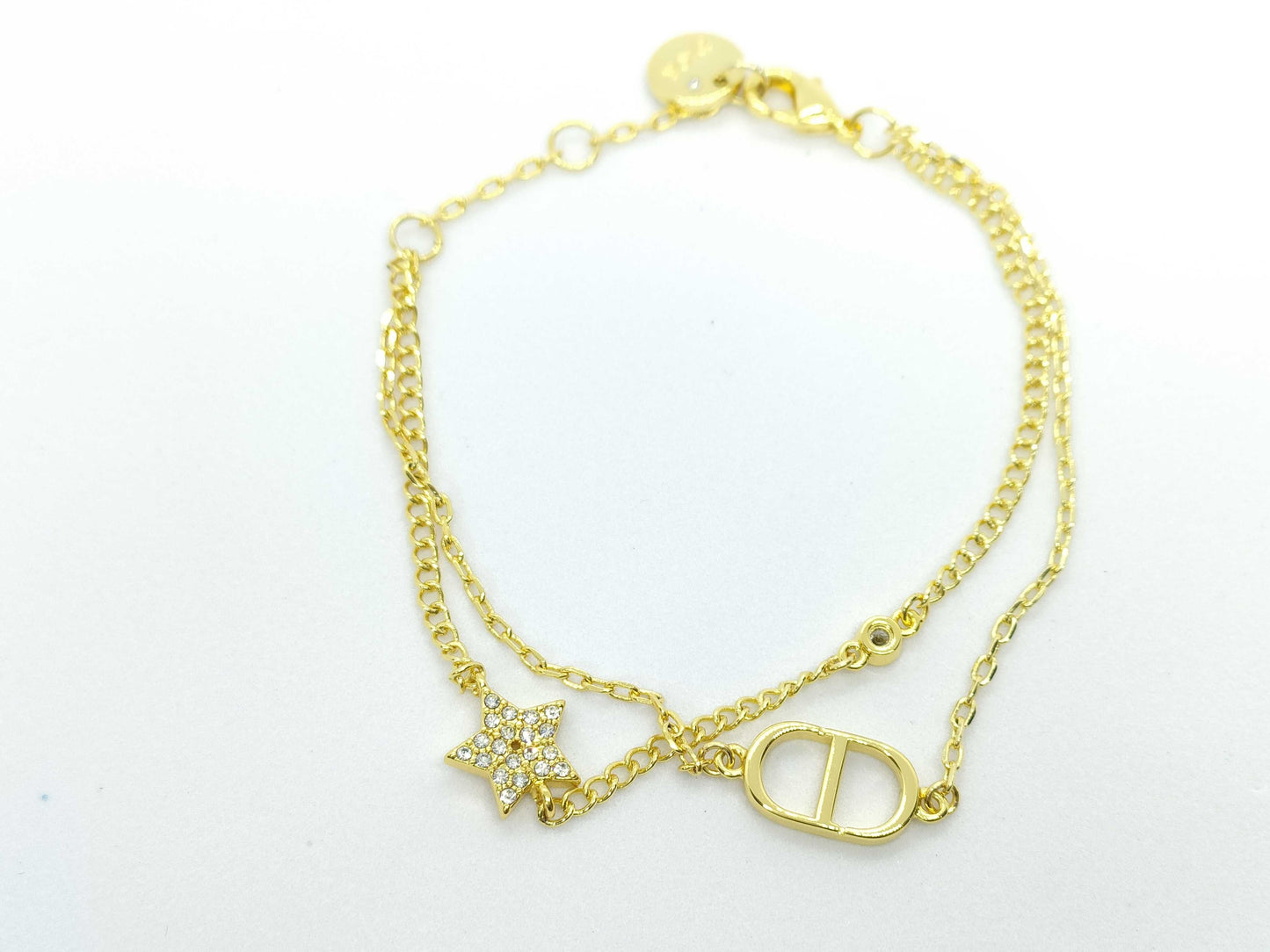 Dior Dior Rhinestone CD Gold Bracelet Bracelet Bangle