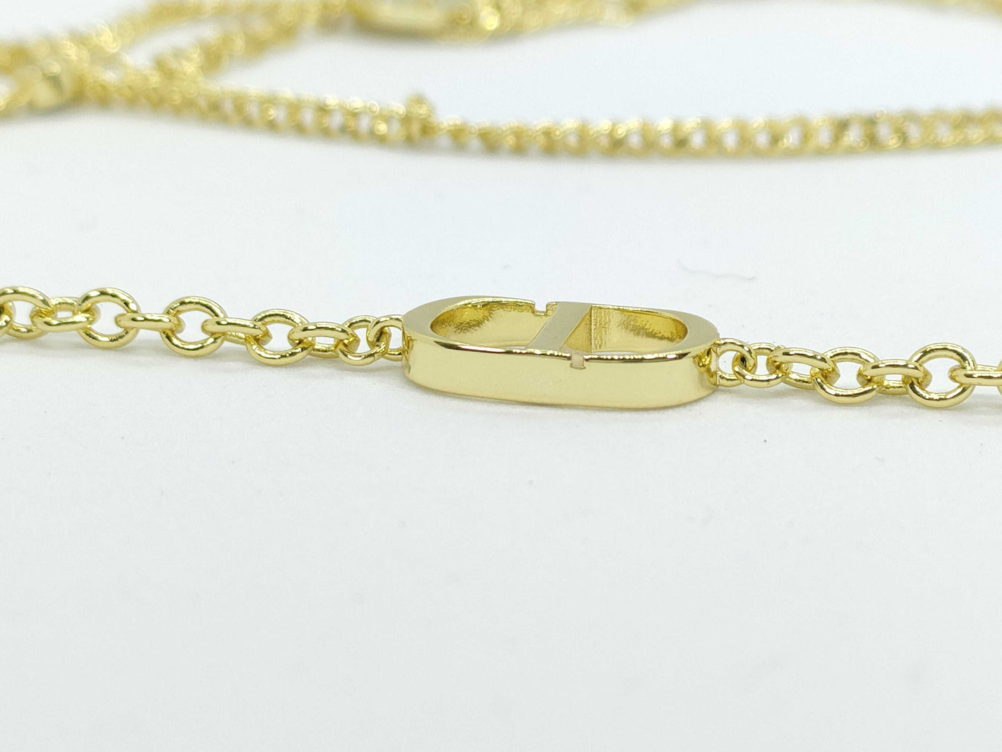 Dior Dior Rhinestone CD Gold Necklace