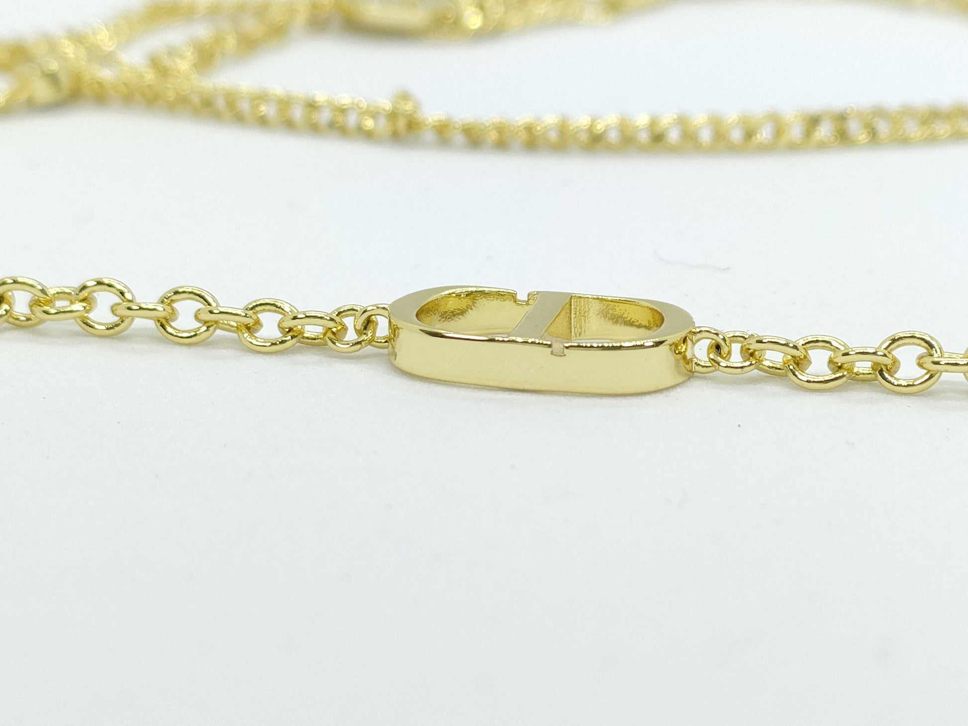 Dior Dior Rhinestone CD Gold Necklace