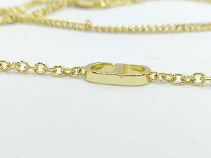 Dior Dior Rhinestone CD Gold Necklace