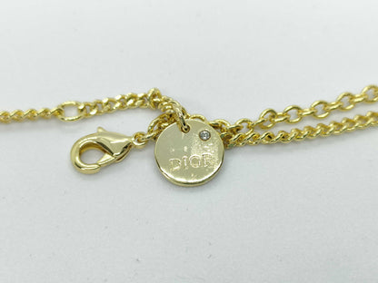 Dior Dior Rhinestone CD Gold Necklace
