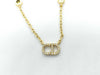 Dior Dior Rhinestone Pearl CD Gold Necklace