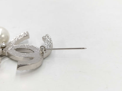 CHANEL Cocomark Pearl Brooch 07V Silver Brooch