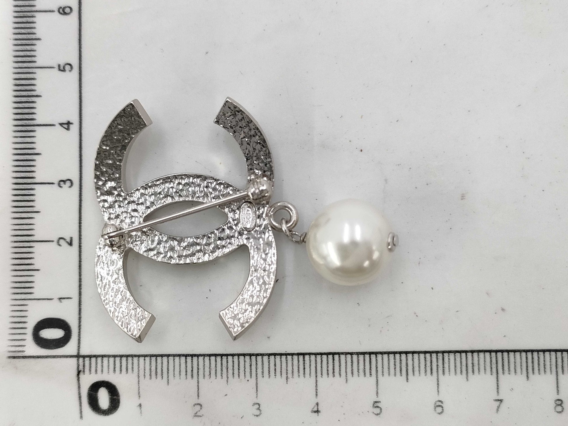 CHANEL Cocomark Pearl Brooch 07V Silver Brooch