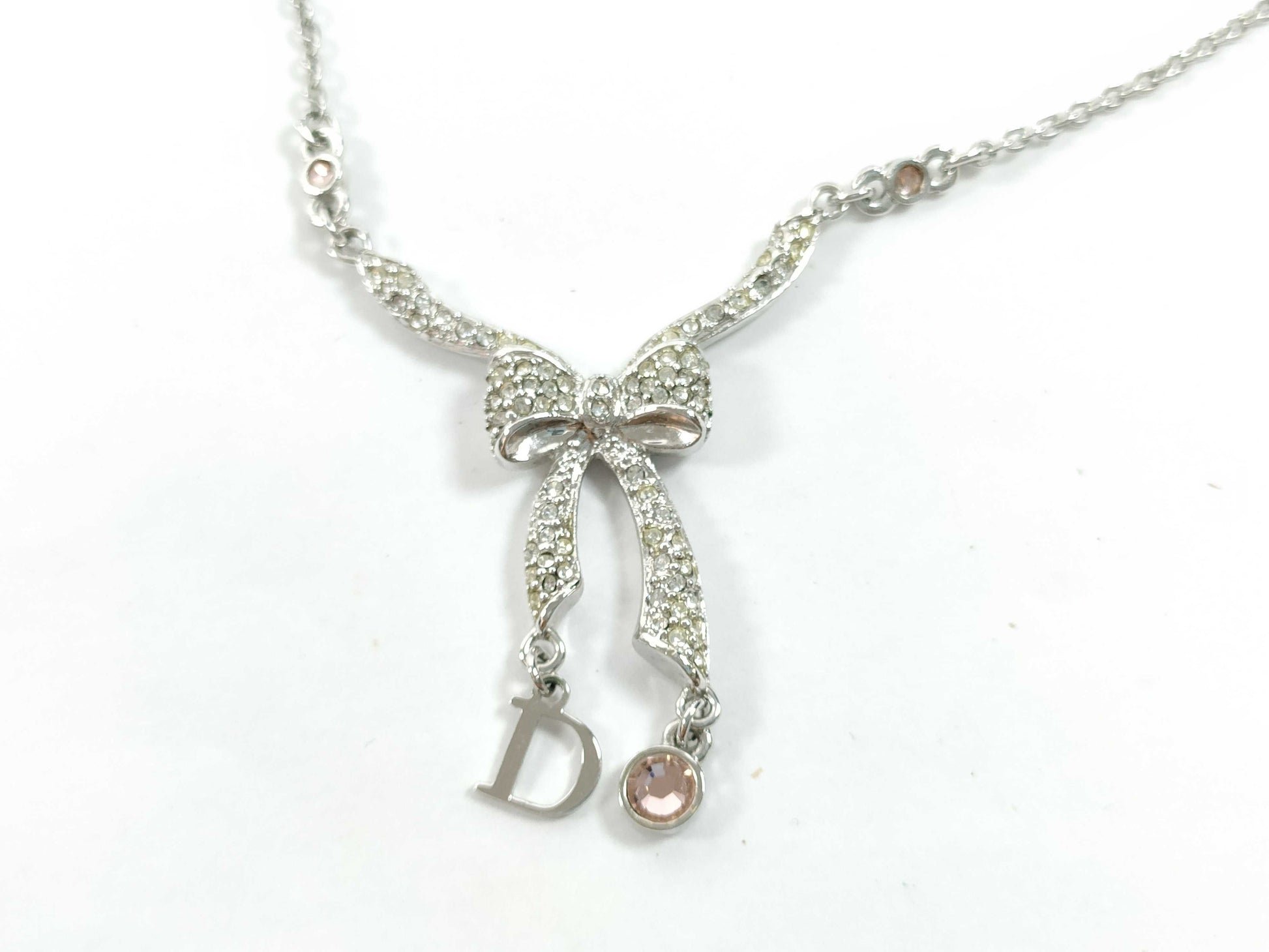 Dior Christian Dior Ribbon Rhinestone Necklace Necklace