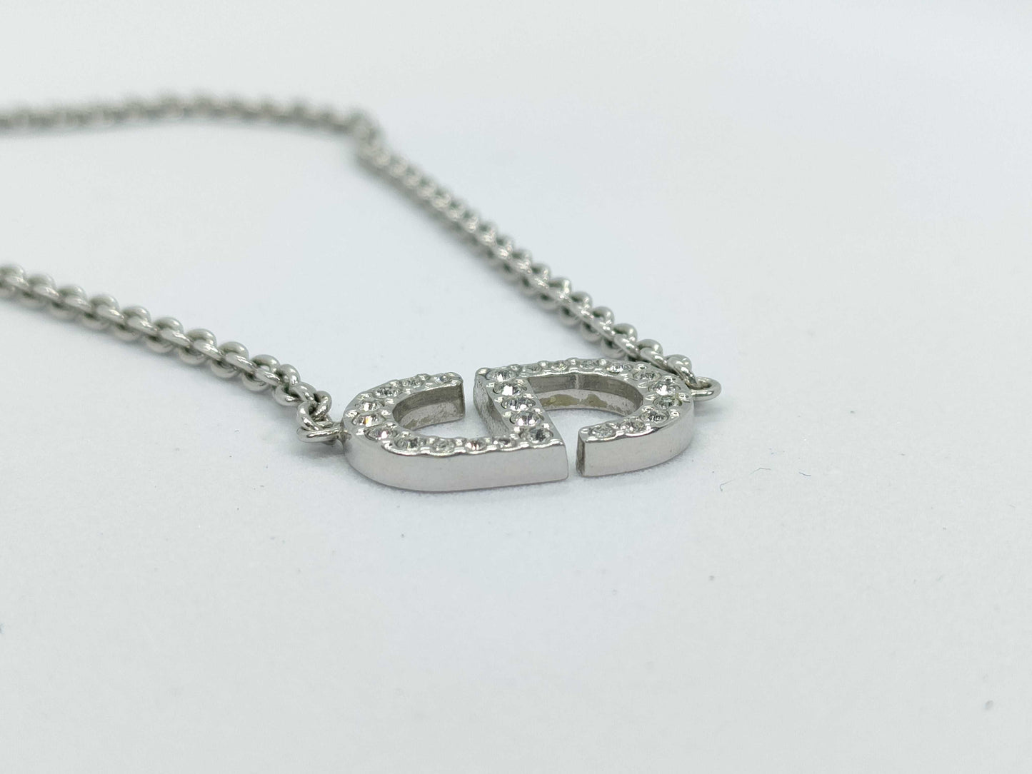 Dior Christian Dior CD logo rhinestone necklace