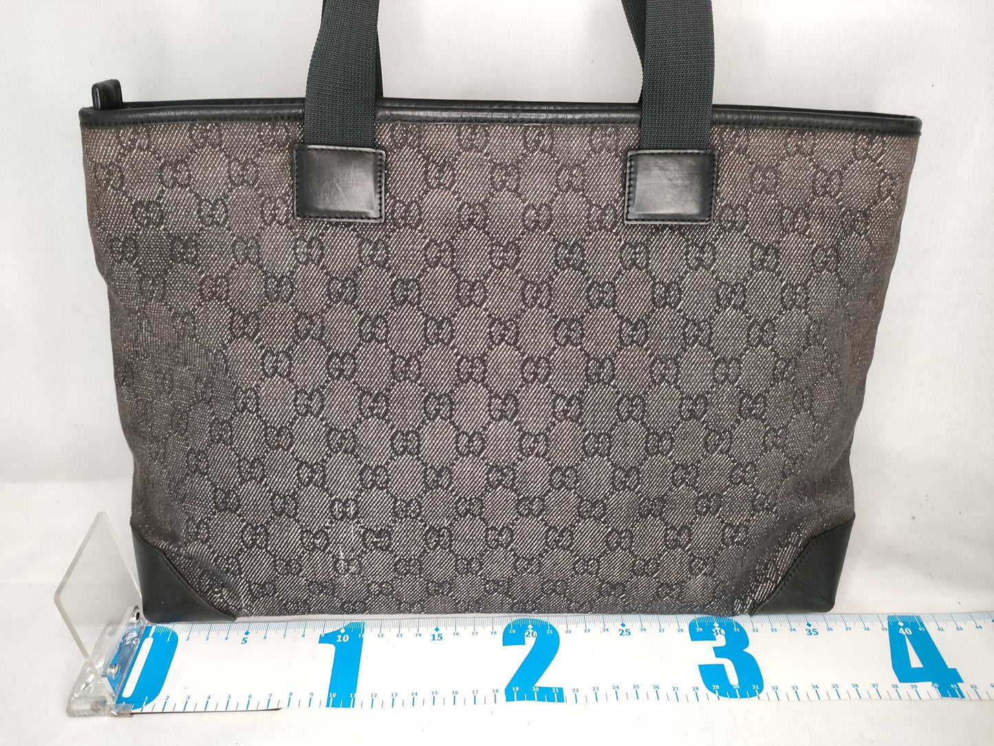 GUCCI GG Canvas Tote Bag 34339 3444 GG Canvas Leather Black Tote Bag