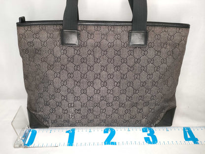 GUCCI GG Canvas Tote Bag 34339 3444 GG Canvas Leather Black Tote Bag