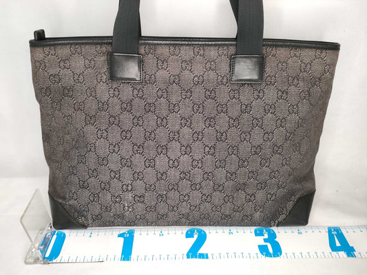 GUCCI GG Canvas Tote Bag 34339 3444 GG Canvas Leather Black Tote Bag