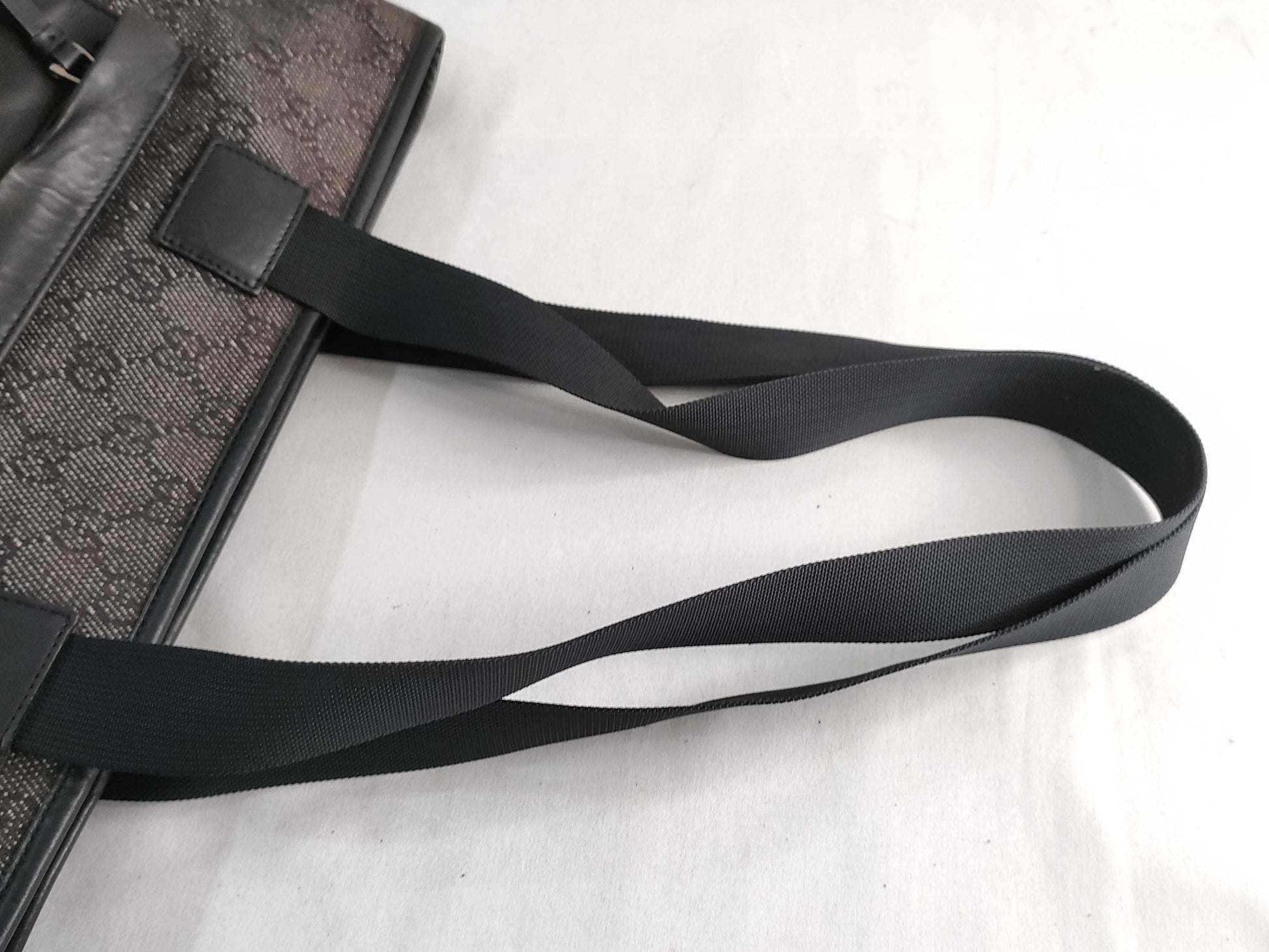 GUCCI GG Canvas Tote Bag 34339 3444 GG Canvas Leather Black Tote Bag