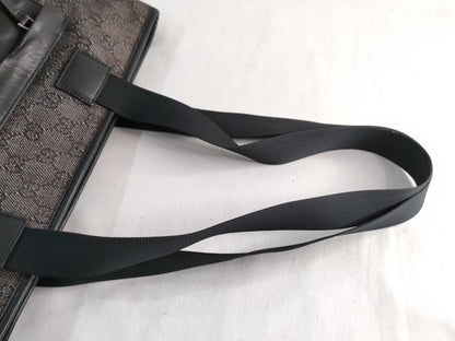 GUCCI GG Canvas Tote Bag 34339 3444 GG Canvas Leather Black Tote Bag