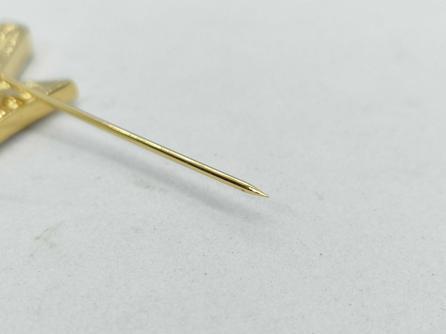 Yves Saint Laurent YSL Logo Rhinestone Brooch in Gold with Box