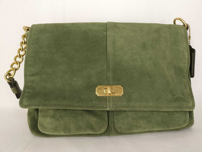 COACH Coach Suede Shoulder Bag Turnlock Olive Shoulder Bag
