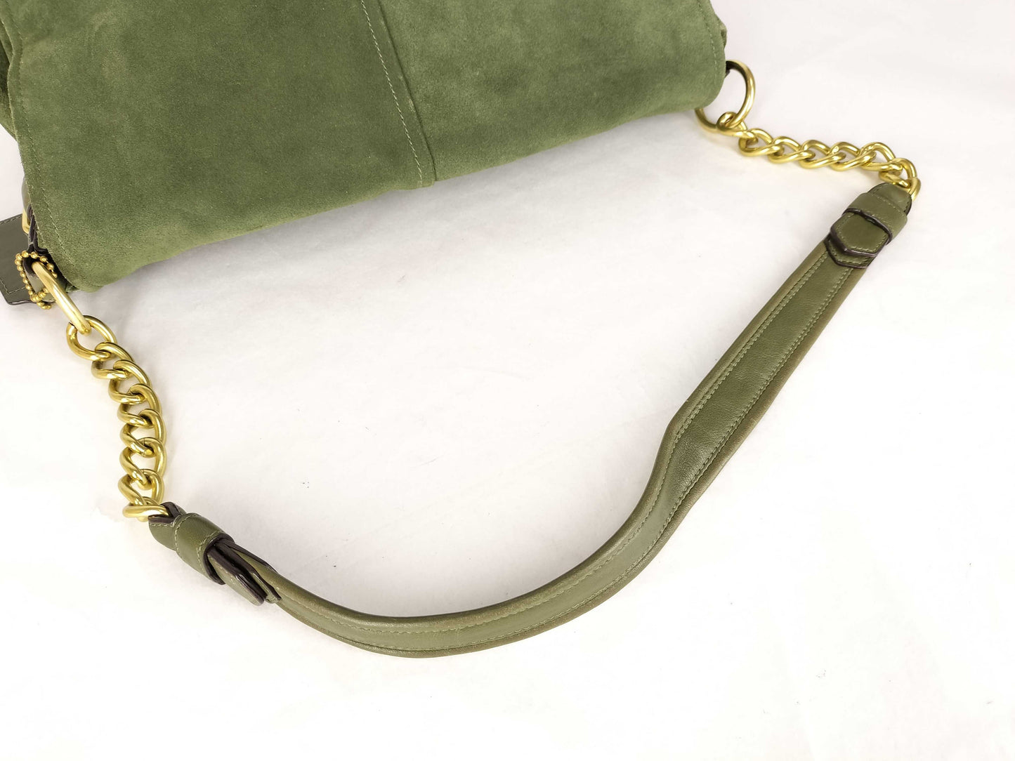 COACH Coach Suede Shoulder Bag Turnlock Olive Shoulder Bag