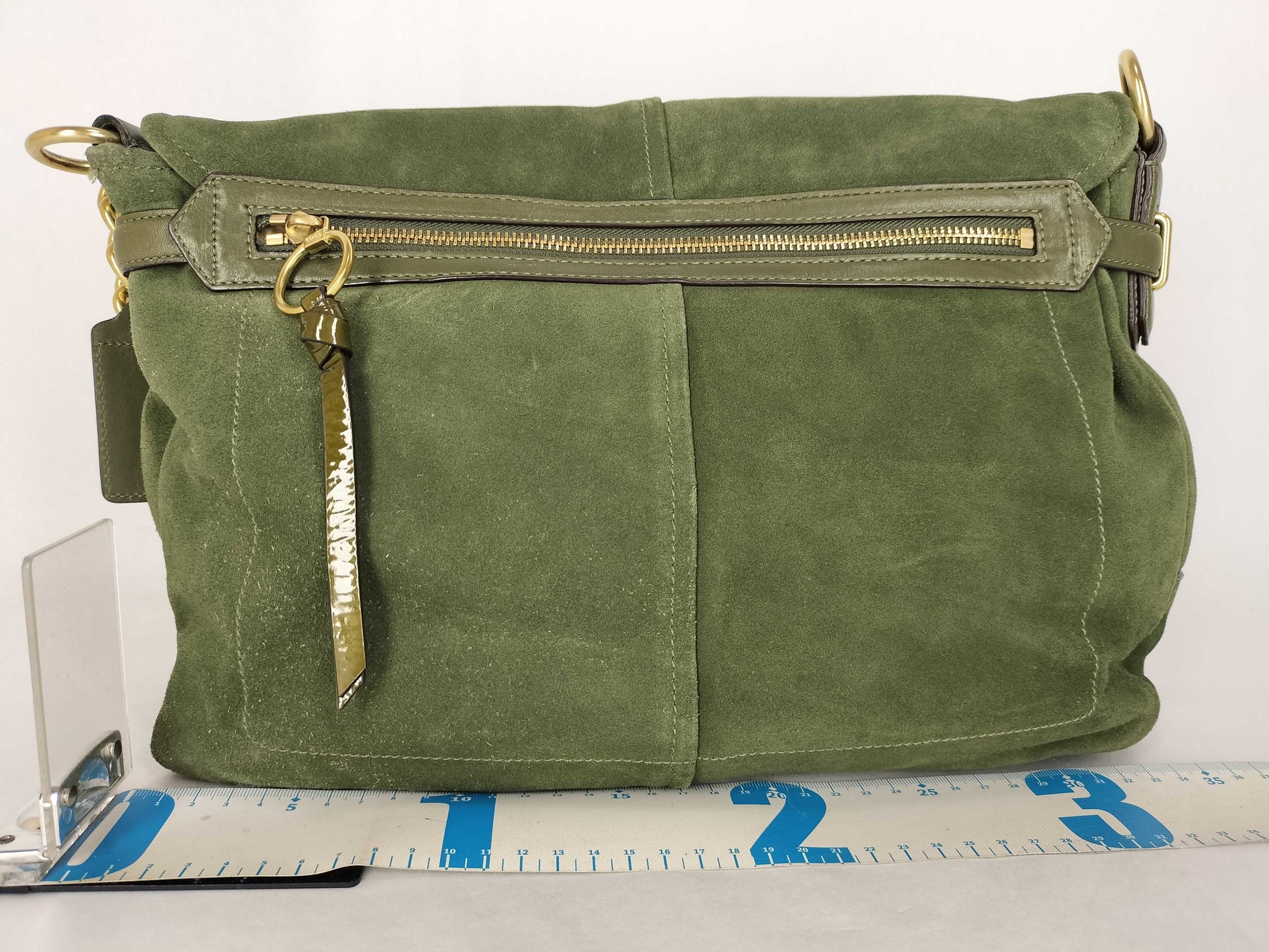 COACH Coach Suede Shoulder Bag Turnlock Olive Shoulder Bag