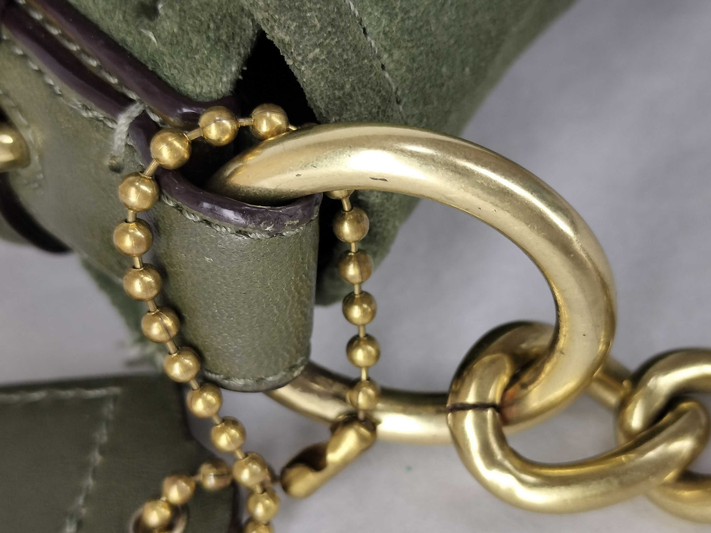 COACH Coach Suede Shoulder Bag Turnlock Olive Shoulder Bag