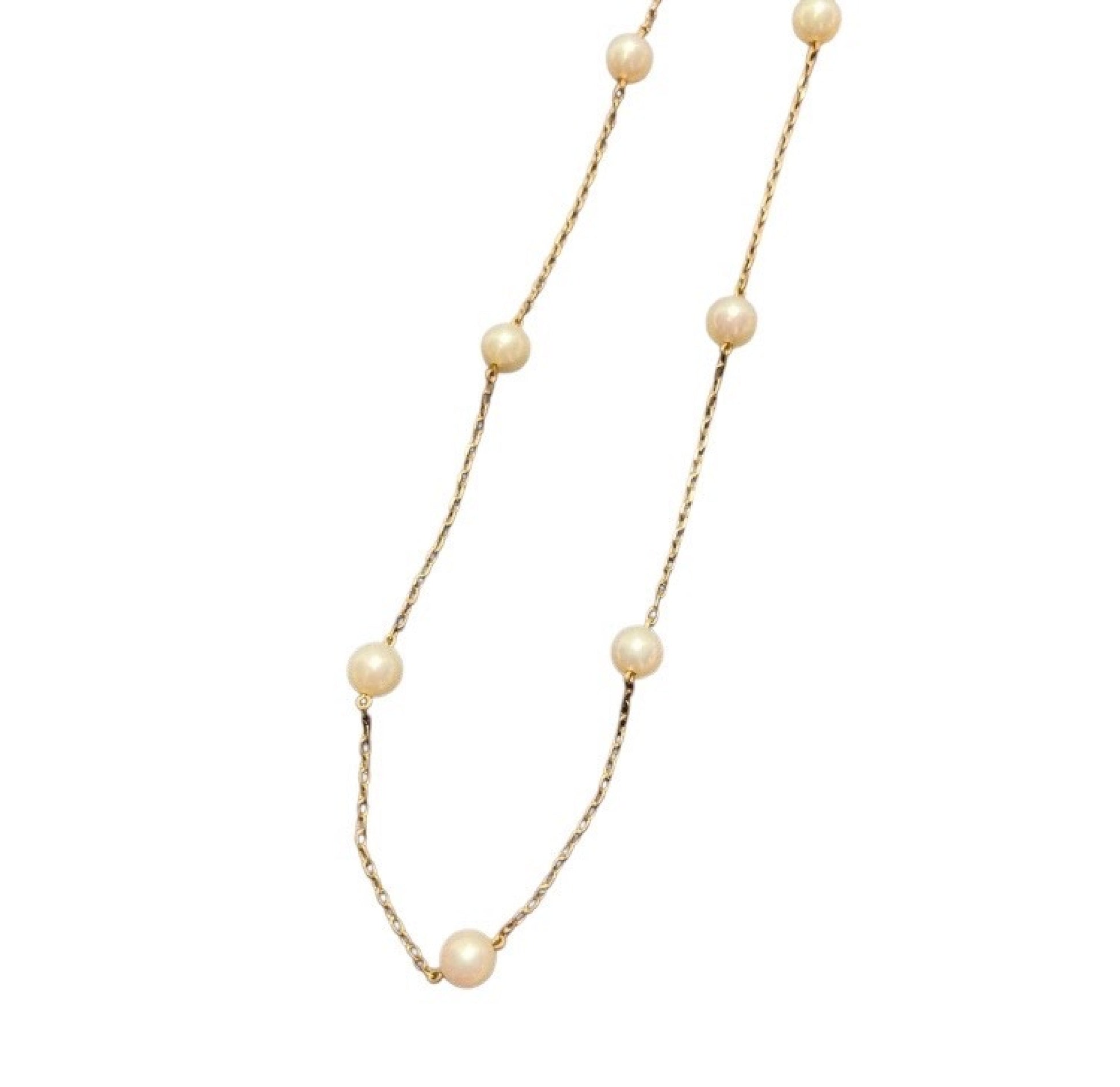 Station Pearl Diameter Approx. 4.7-4.9mm K18 2.5g Necklace 