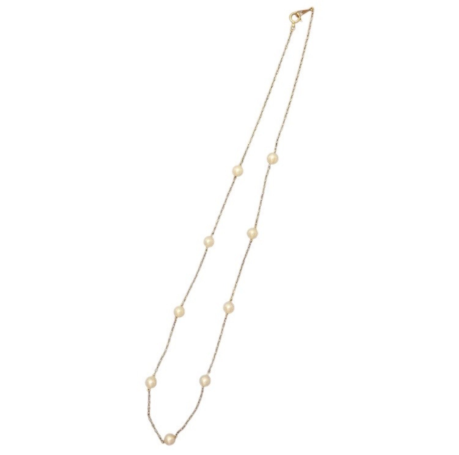 Station Pearl Diameter Approx. 4.7-4.9mm K18 2.5g Necklace 