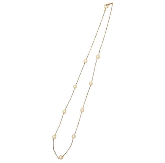 Station Pearl Diameter Approx. 4.7-4.9mm K18 2.5g Necklace 