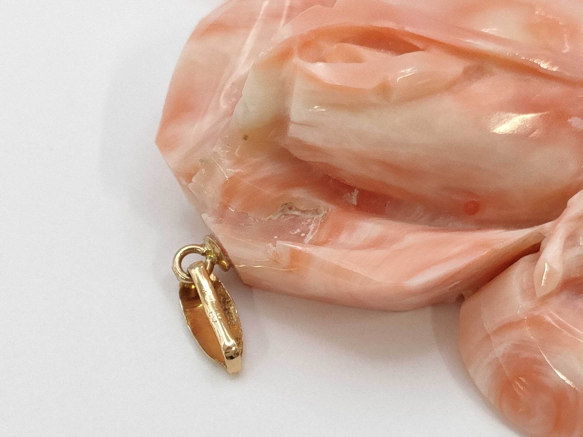  Carved Coral K18 15.4g Pendant Top 