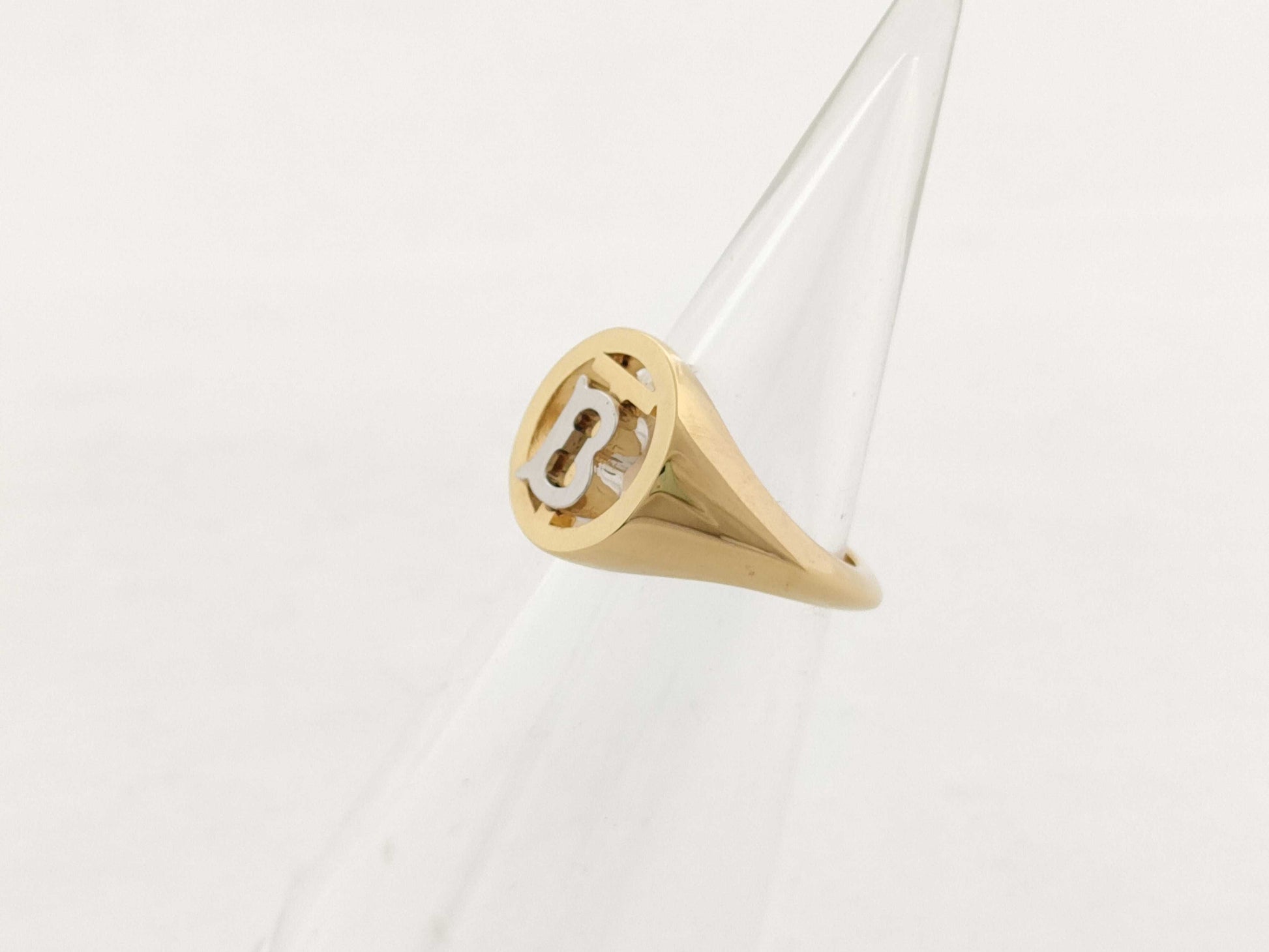 BURBERRY Signet Ring, Gold and Silver, 5.1g, Unused