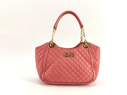 Salvatore Ferragamo Gancini Handbag, Double Gancini Quilted Chain Shoulder Bag