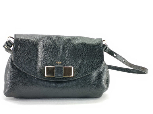 Chloe Lily Flap Leather Black Shoulder Bag