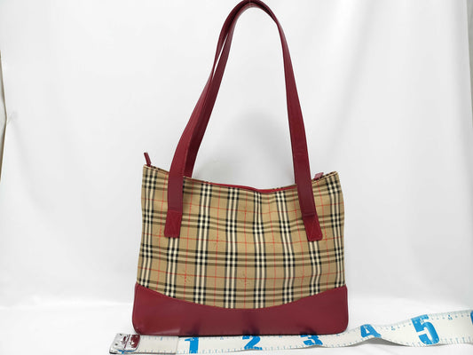 BURBERRY Burberry Tote Bag Handbag Nova Check Red Shoulder Bag
