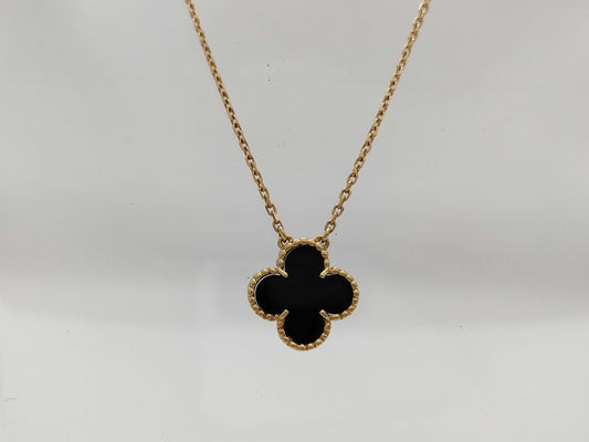 Van Cleef&Arpels Vintage Alhambra Onyx YG 750 5.2g Necklace