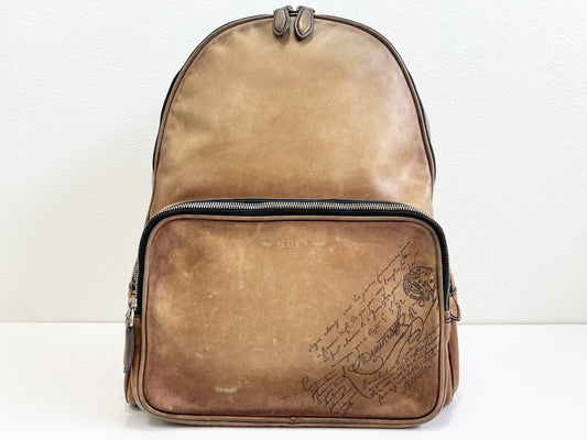Berluti Berluti Leather Backpack Backpack Time-Off Scrib Patine Patina TIME-OFF Calligraphy Rucksack