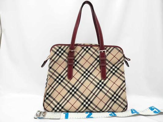 BURBERRY Check Boston Bag Tote Bag