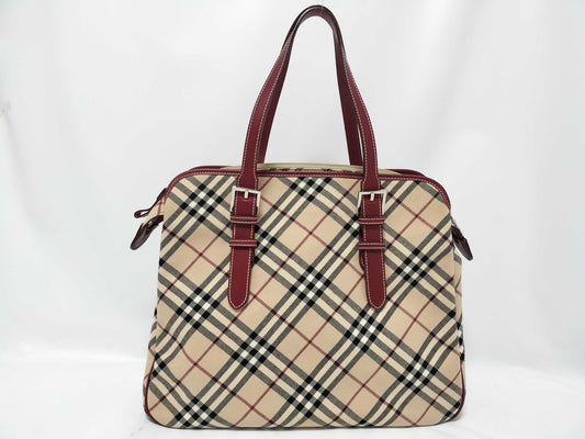 BURBERRY Check Boston Bag Tote Bag