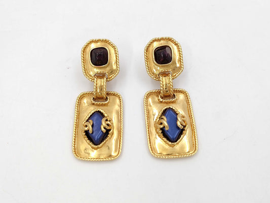 CHANEL Vintage Sapphire Earclip Earrings