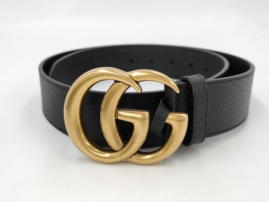 GUCCI Gucci Belt 406831 GG Logo Gold Black Belt