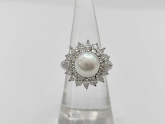 MIKIMOTO Pearl Diameter Approx. 9.0mm D1.79ct PT950 11.8g Ring 