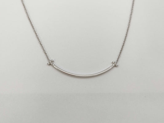 Tiffany&Co. T Smile Small Diamond AU750 2.8g Necklace 