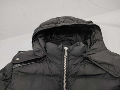 PRADA Premium Leather Tag, Premium Line, Fur Lining, Black Triangle Logo Plate, Down Coat, Black, Prada, Size 38S