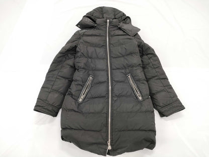 PRADA Premium Leather Tag, Premium Line, Fur Lining, Black Triangle Logo Plate, Down Coat, Black, Prada, Size 38S