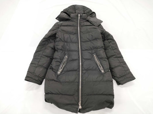 PRADA Premium Leather Tag, Premium Line, Fur Lining, Black Triangle Logo Plate, Down Coat, Black, Prada, Size 38S