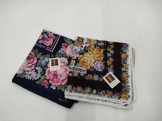 Yves Saint Laurent Handkerchief with Seal Floral Set of 2 Other Accessories