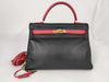 HERMES Kelly 32 Bicolor Inseam BLKxRED Handbag