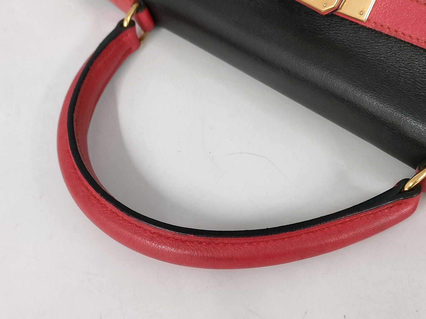 HERMES Kelly 32 Bicolor Inseam BLKxRED Handbag