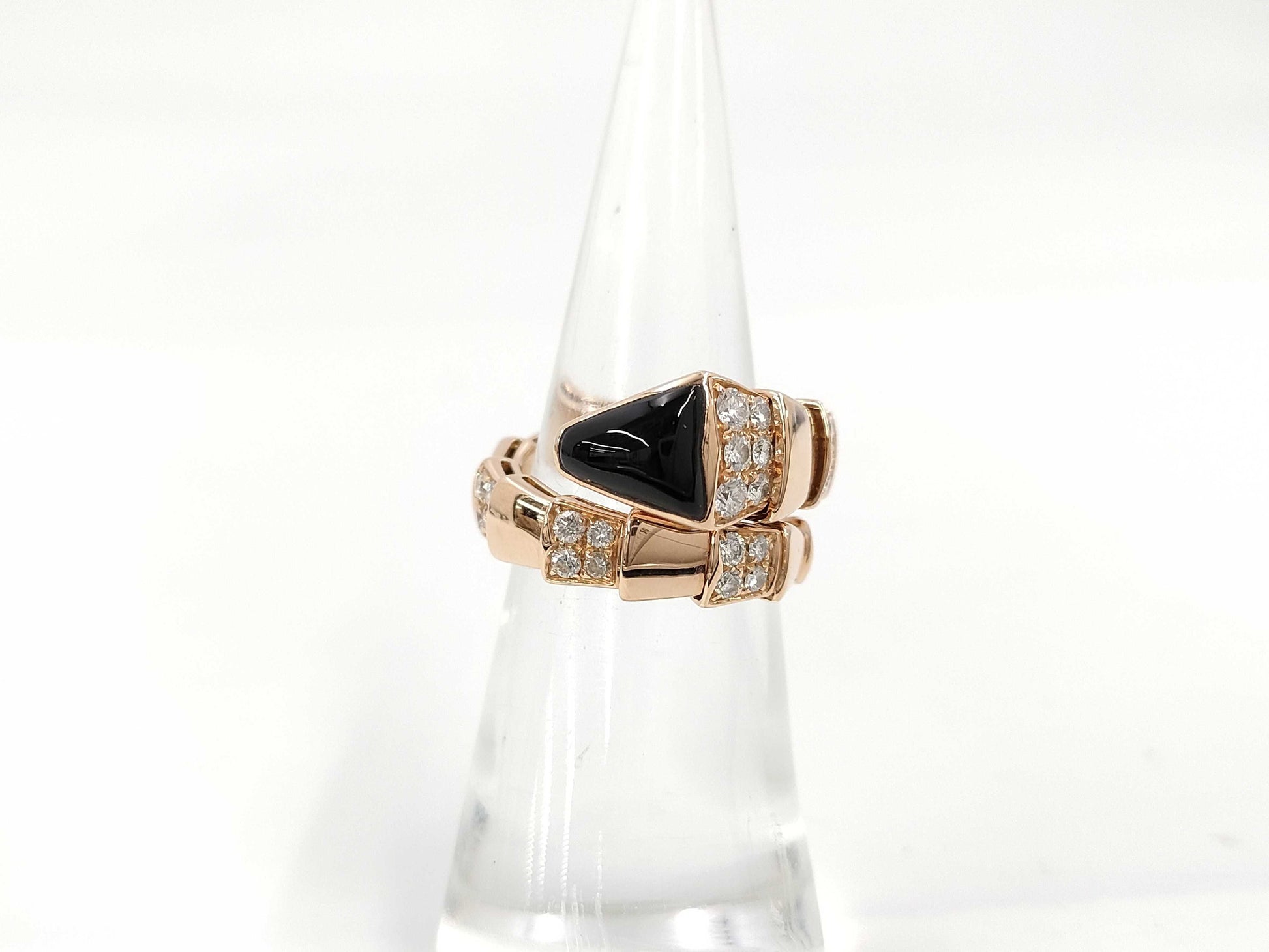 BVLGARI Serpenti Viper M Onyx Diamond PG Au750 9.7g Ring 