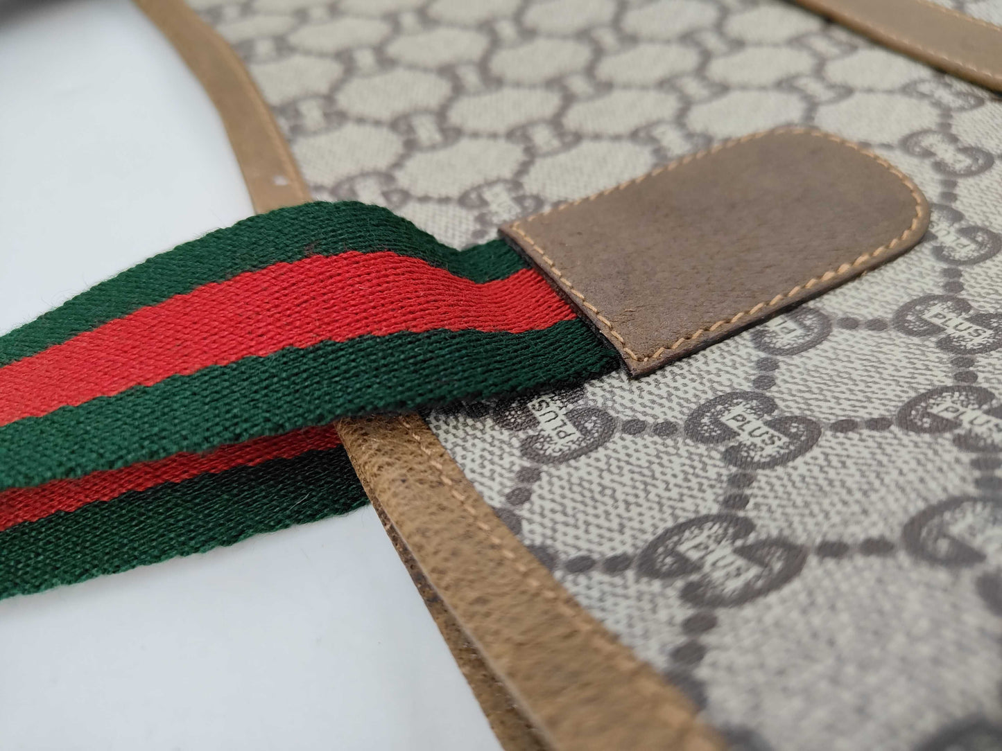 GUCCI Gucci GG Plus Sherry PVC Brown Tote Bag