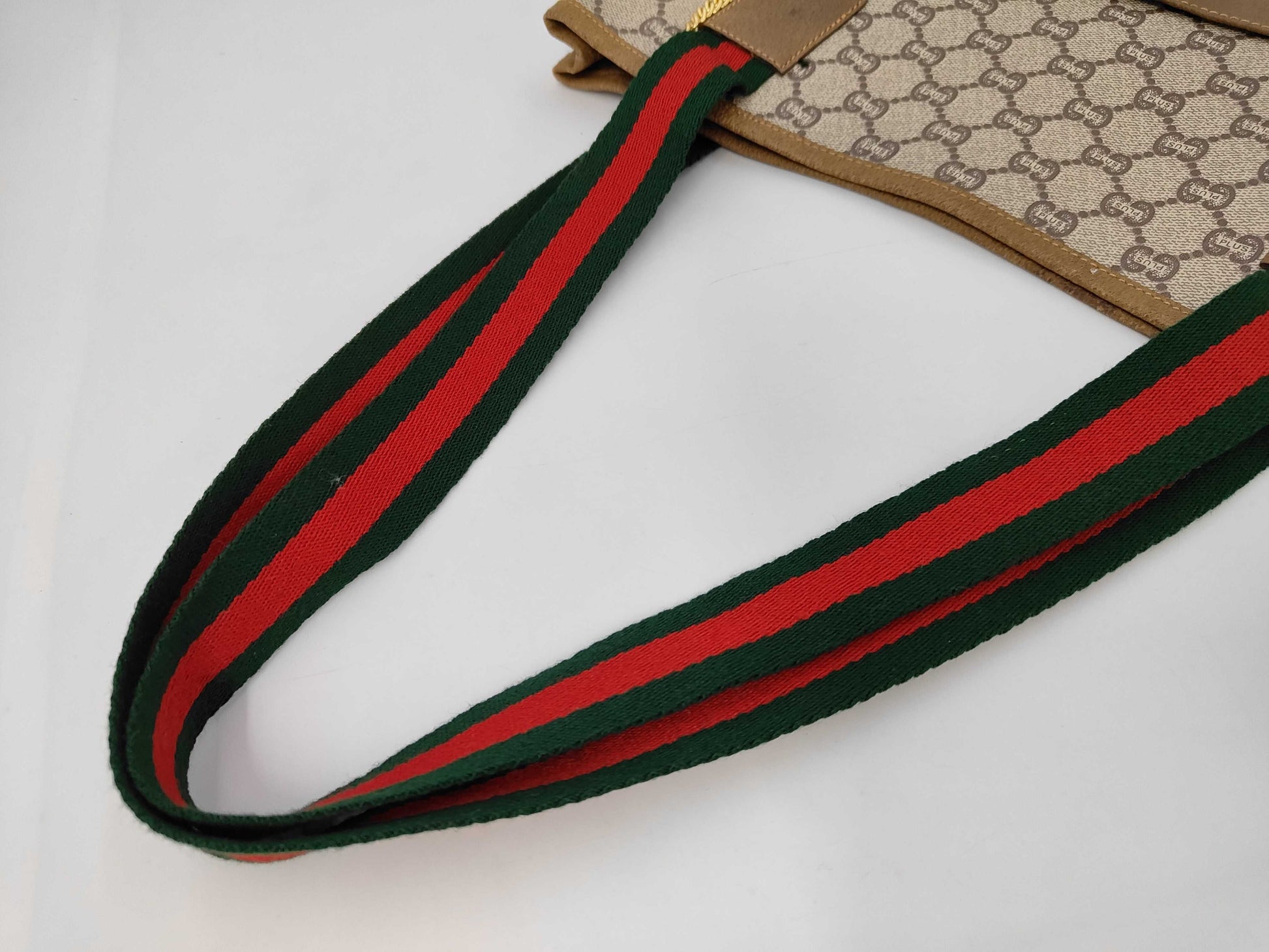 GUCCI Gucci GG Plus Sherry PVC Brown Tote Bag